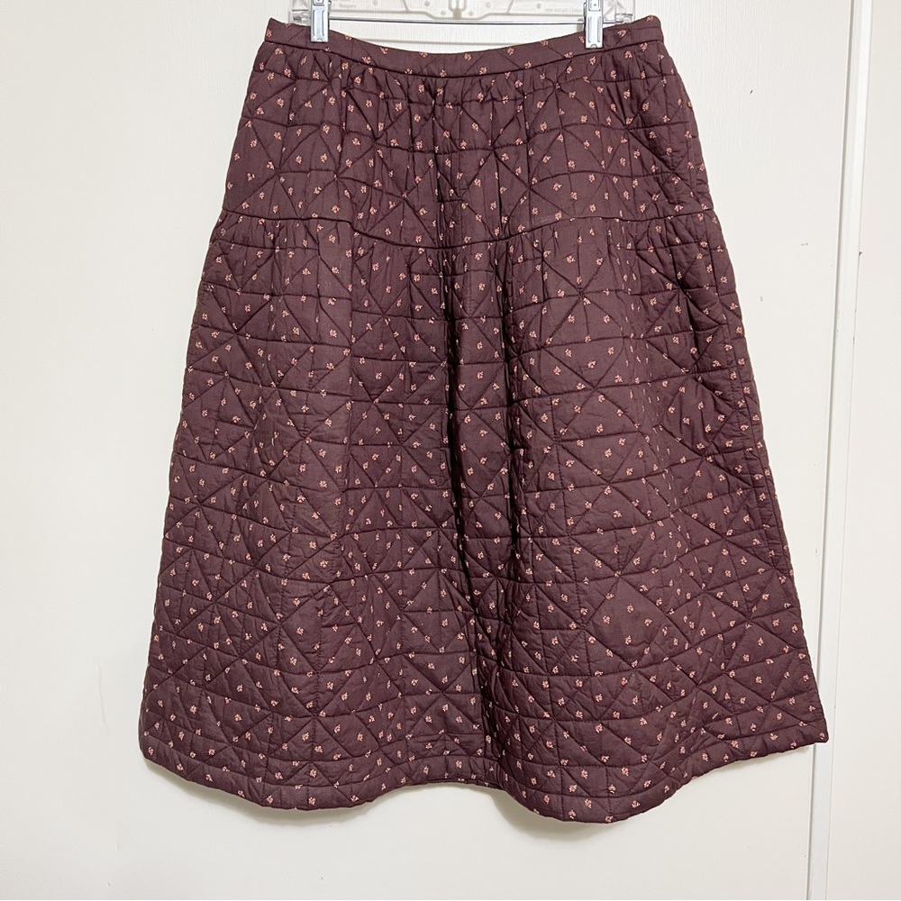 Madewell Quilted Crinkle Cotton Midi Skirt L NWOT